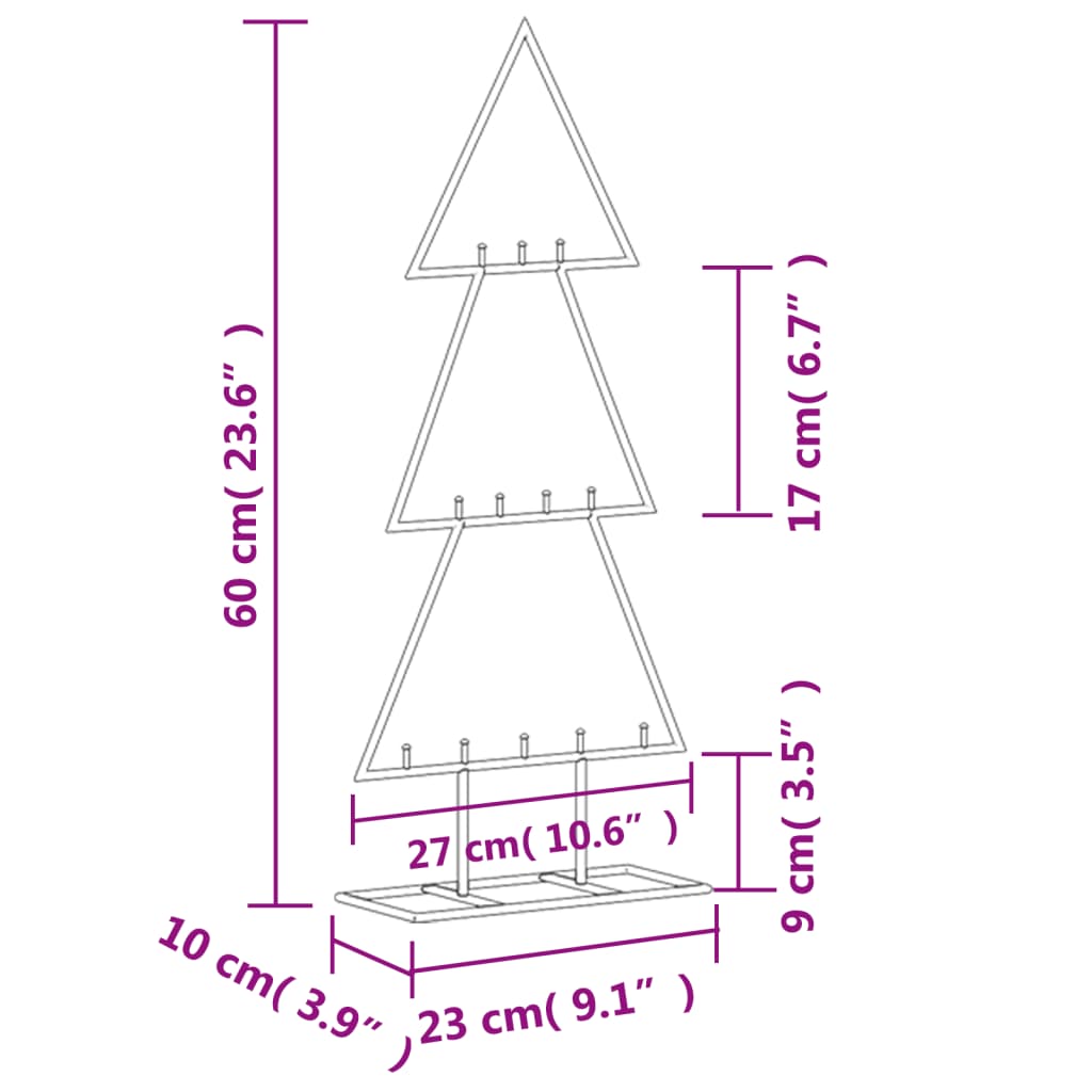 Metalno ukrasno božićno drvce crno 60 cm