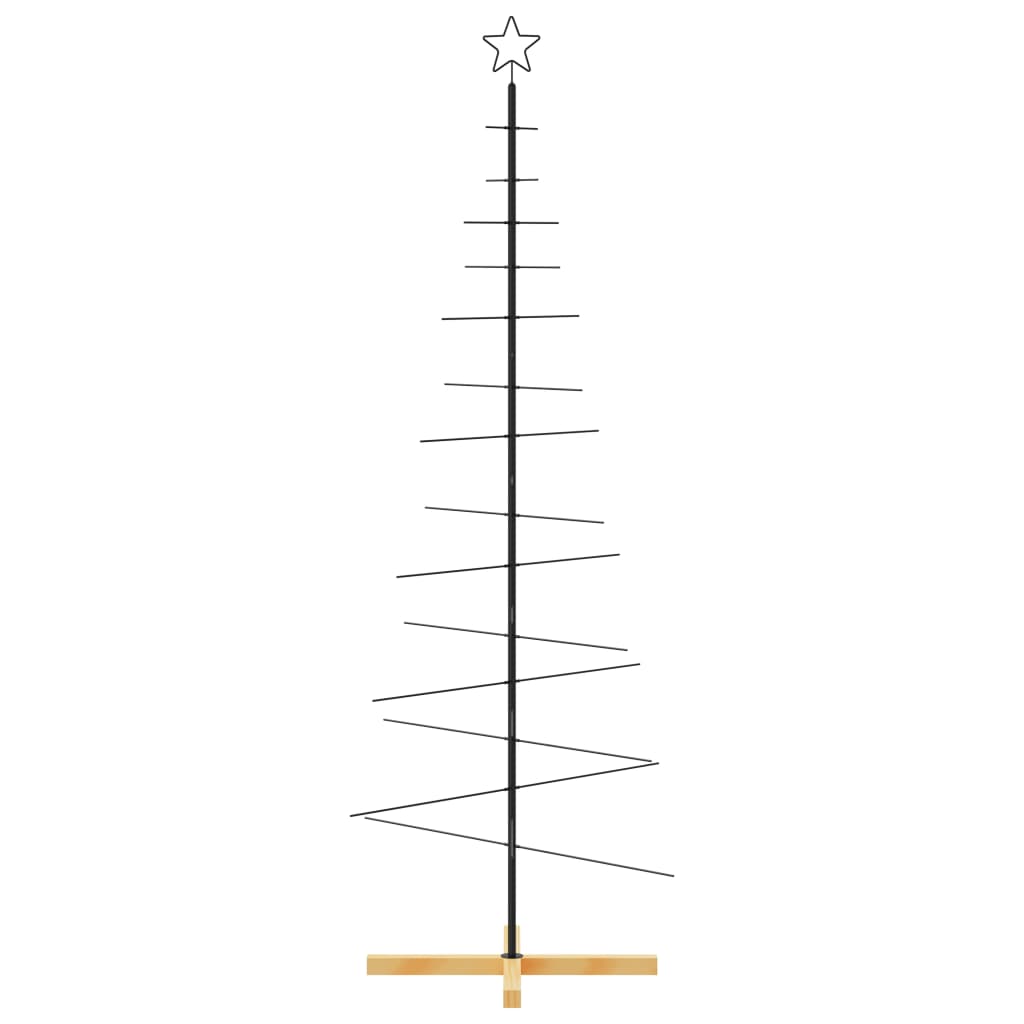 Metalno božićno drvce s drvenom bazom crno 180 cm