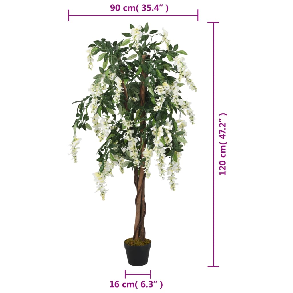 Umjetno stablo glicinije 840 listova 120 cm zeleno-bijelo