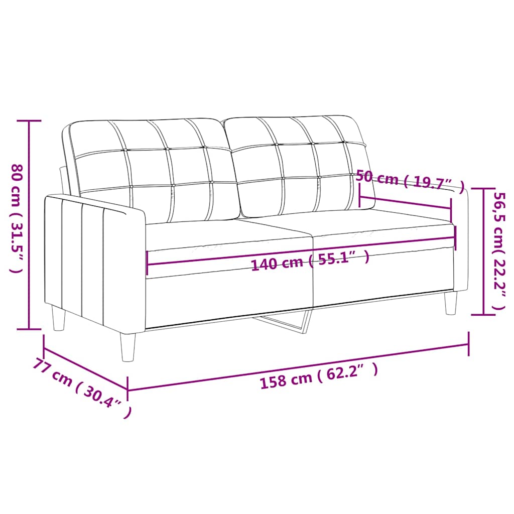 Dvosjed od tkanine svjetlosivi 140 cm