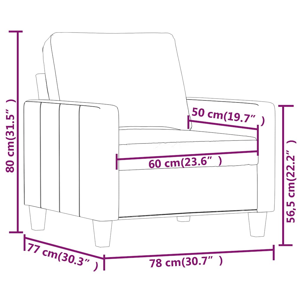 Fotelja crna 60 cm od umjetne kože