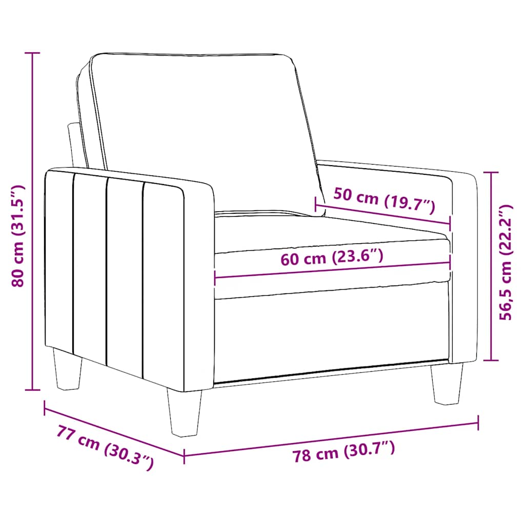 Fotelja crna 60 cm Tkanina