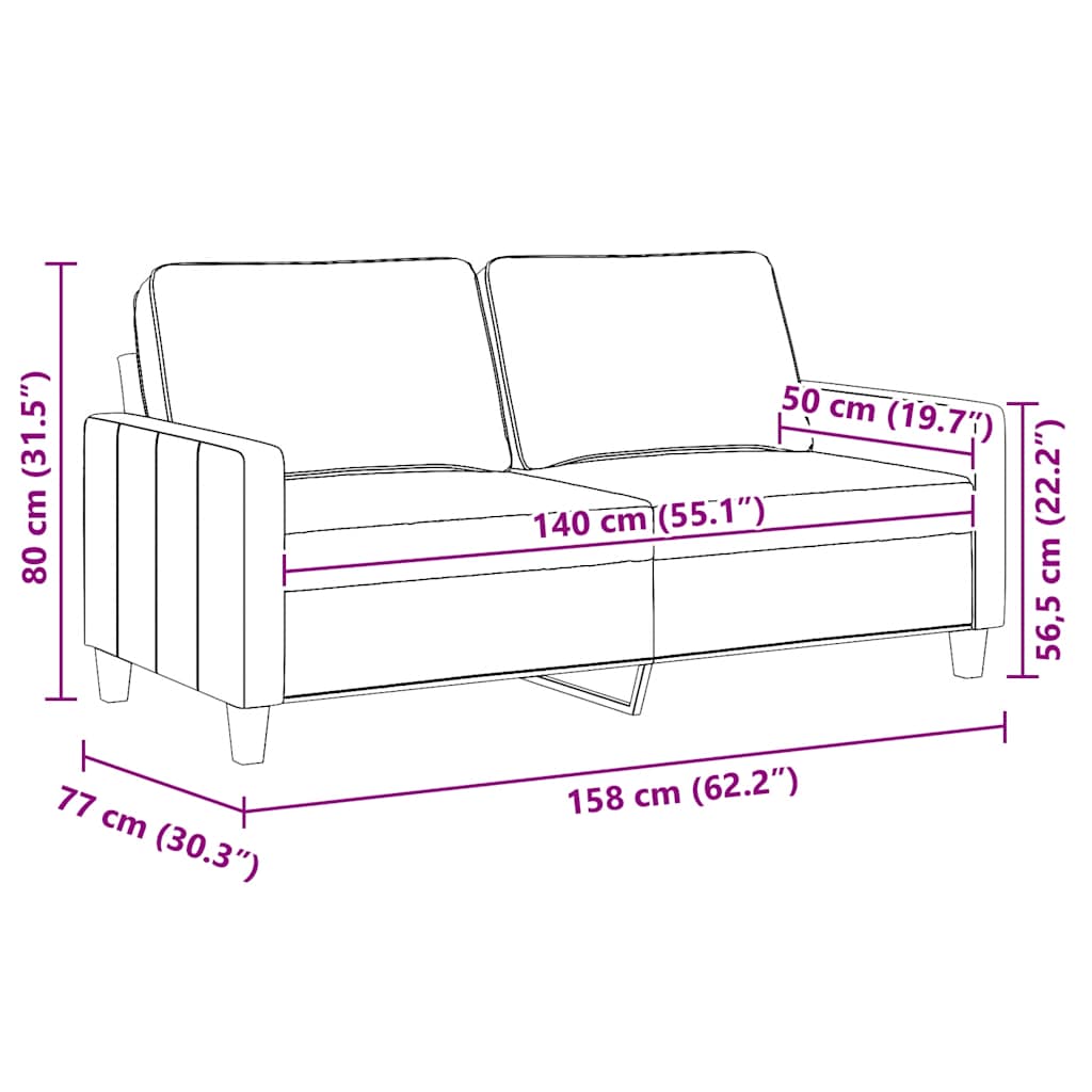 Dvosjed od tkanine svjetlosivi 140 cm