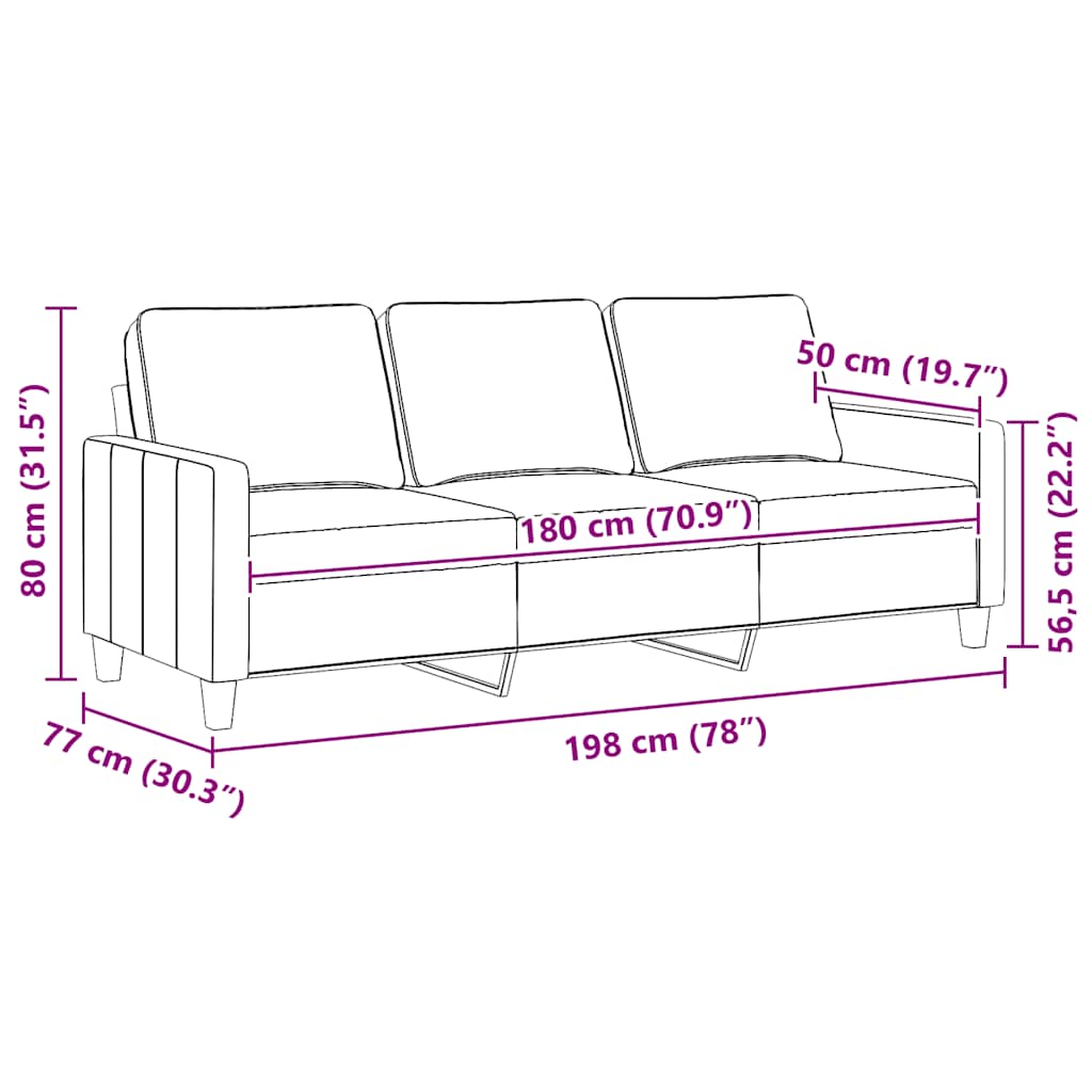 Trosjed od tkanine svjetložuti 180 cm