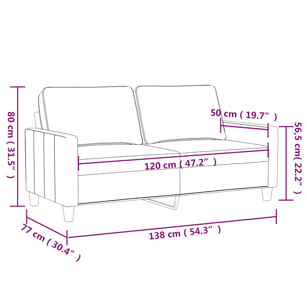 Dvosjed krem 120 cm baršunasti