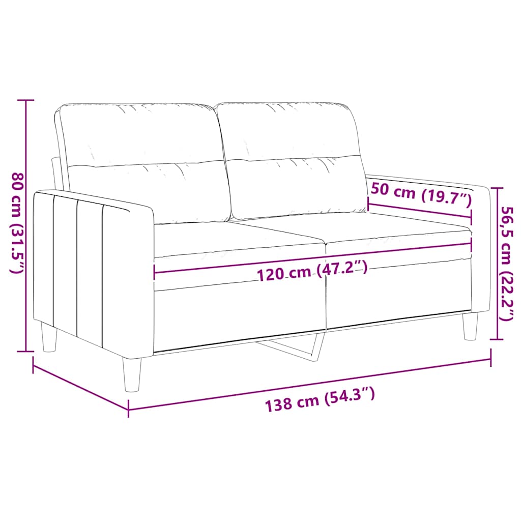 Dvosjed od tkanine svjetlosivi 120 cm