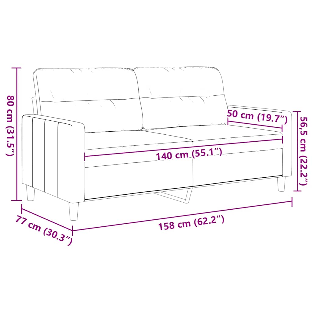 Dvosjed od tkanine crni 140 cm