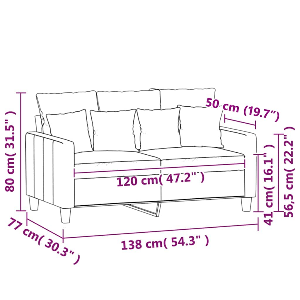 Dvosjed od tkanine svjetlosivi 120 cm