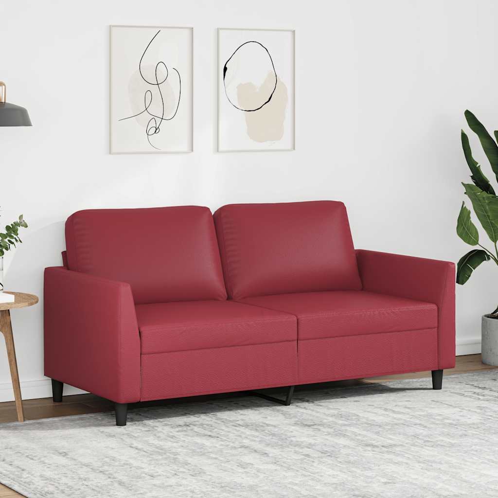 Dvosjed od tkanine crvena boja vina 140 cm umjetne kože