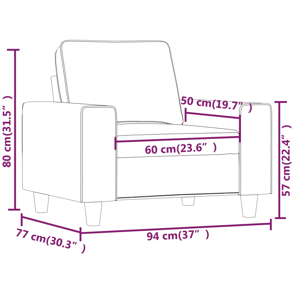 Fotelja svjetlosiva 60 cm od tkanine