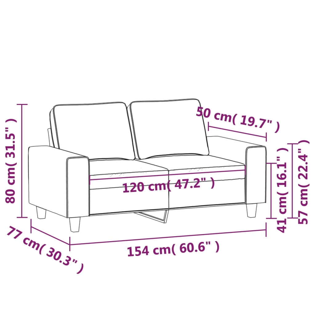 Dvosjed od tkanine svjetložuti 120 cm