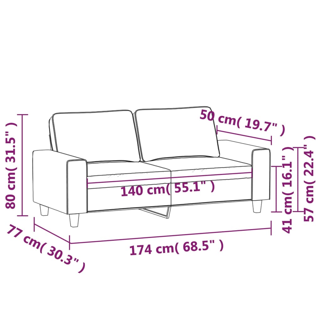Dvosjed od tkanine svjetložuti 140 cm