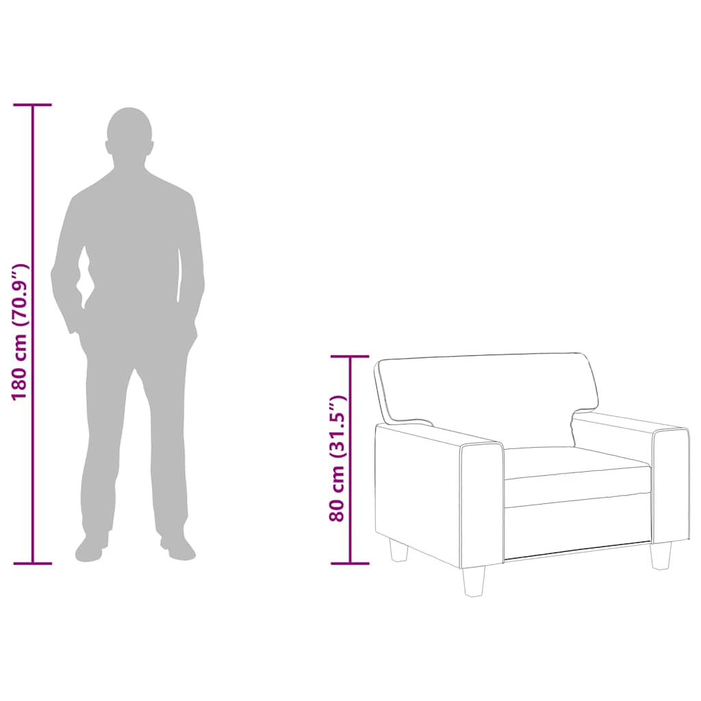 Fotelja siva 60 cm od umjetne kože