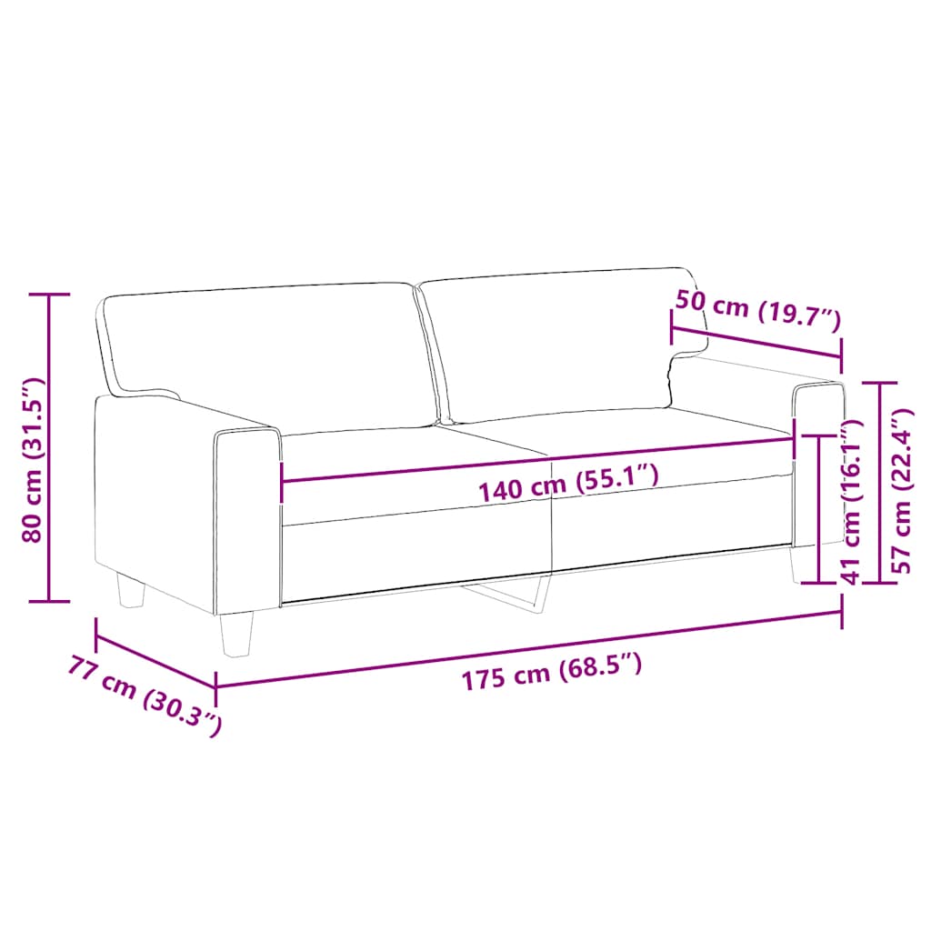 Dvosjed od tkanine cappuccina 140 cm od umjetne kože