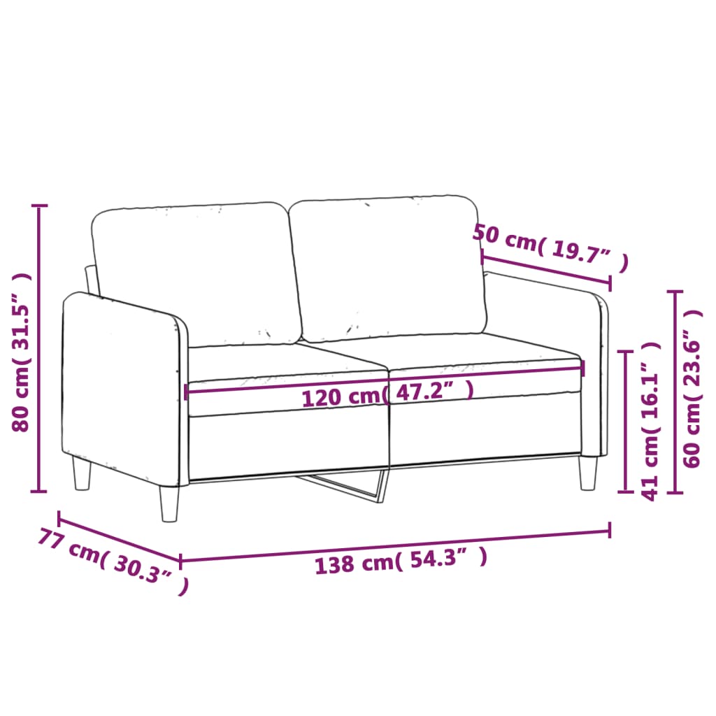 Dvosjed od tkanine smeđi 120 cm