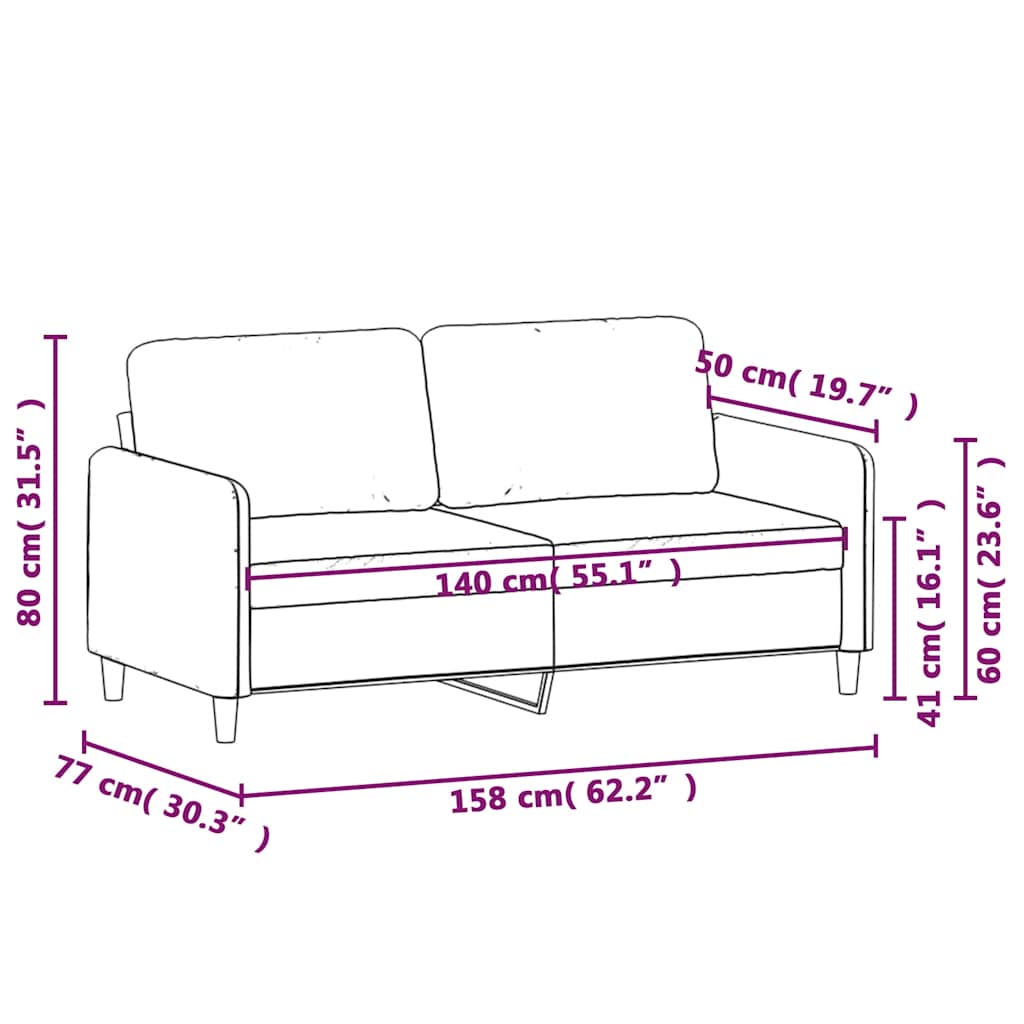 Dvosjed od tkanine crni 140 cm