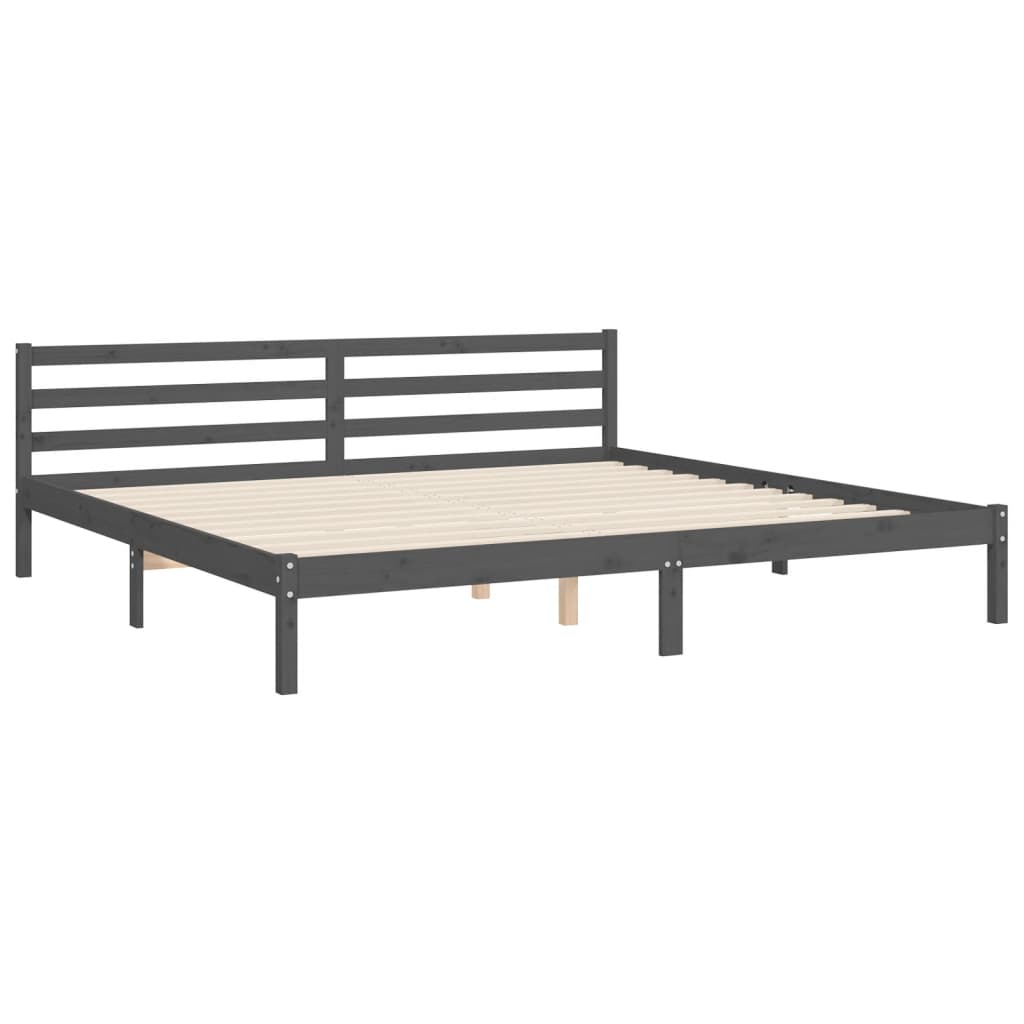 Okvir za krevet s uzglavljem sivi 200 x 200 cm od masivnog drva
