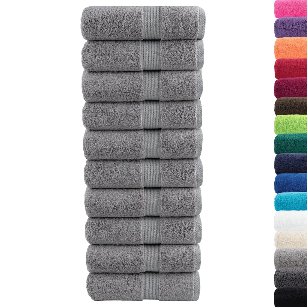 Premium ručnici za goste SOLUND 10 kom. sive boje 30x50 cm 600 g/m²