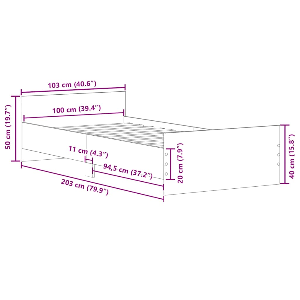 Okvir za krevet bijeli 120 x 200 cm konstruirano drvo