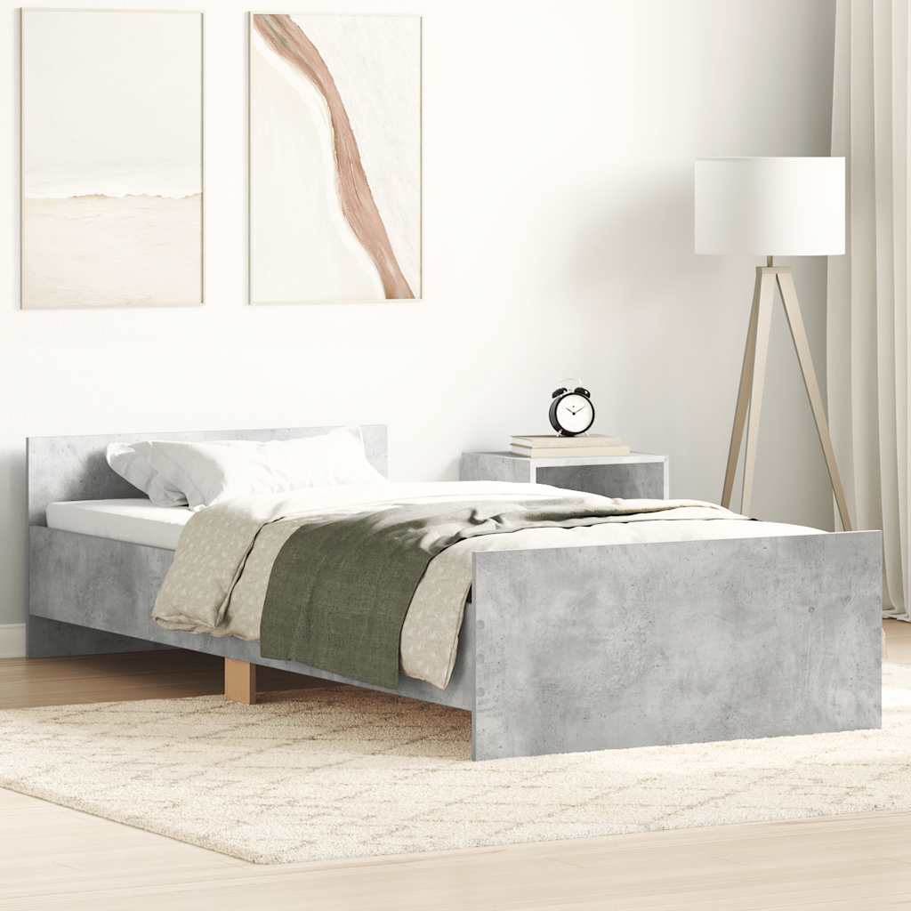 Okvir kreveta boja betona 100x200 cm od konstruiranog drva