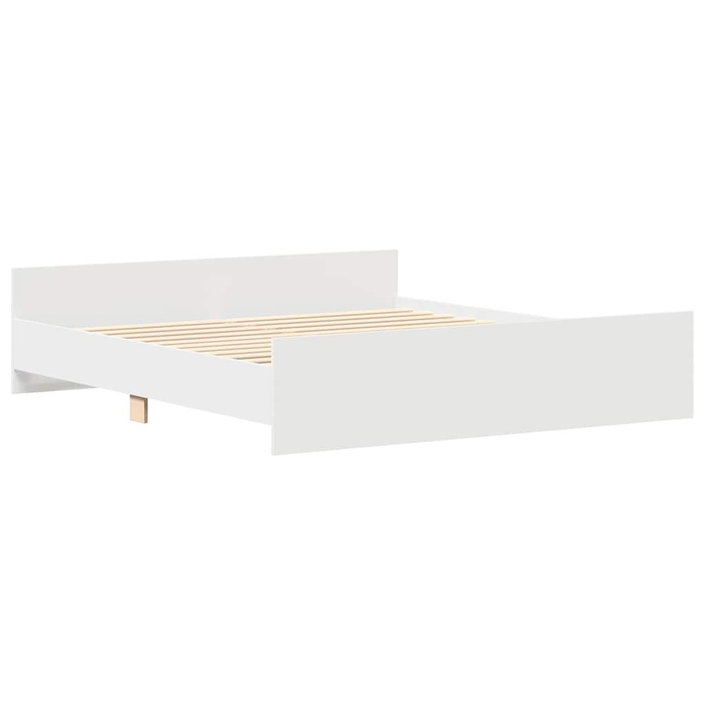 Okvir kreveta s uzglavljem i podnožjem bijeli 200 x 200 cm