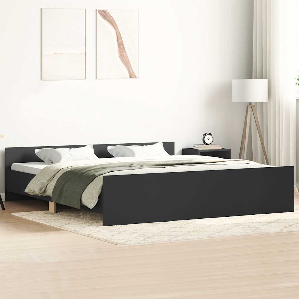 Okvir kreveta s uzglavljem i podnožjem crni 200 x 200 cm