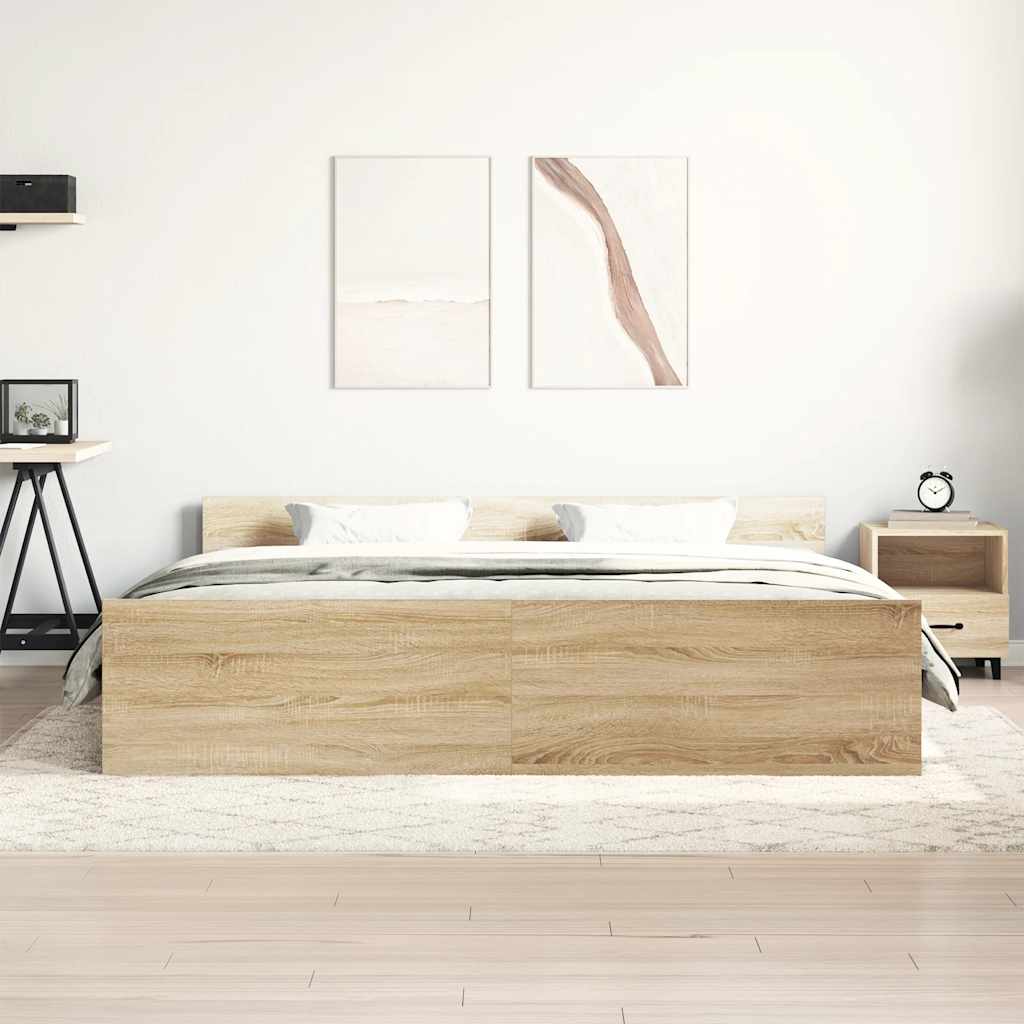 Okvir kreveta s uzglavljem i podnožjem boja hrasta 200x200 cm