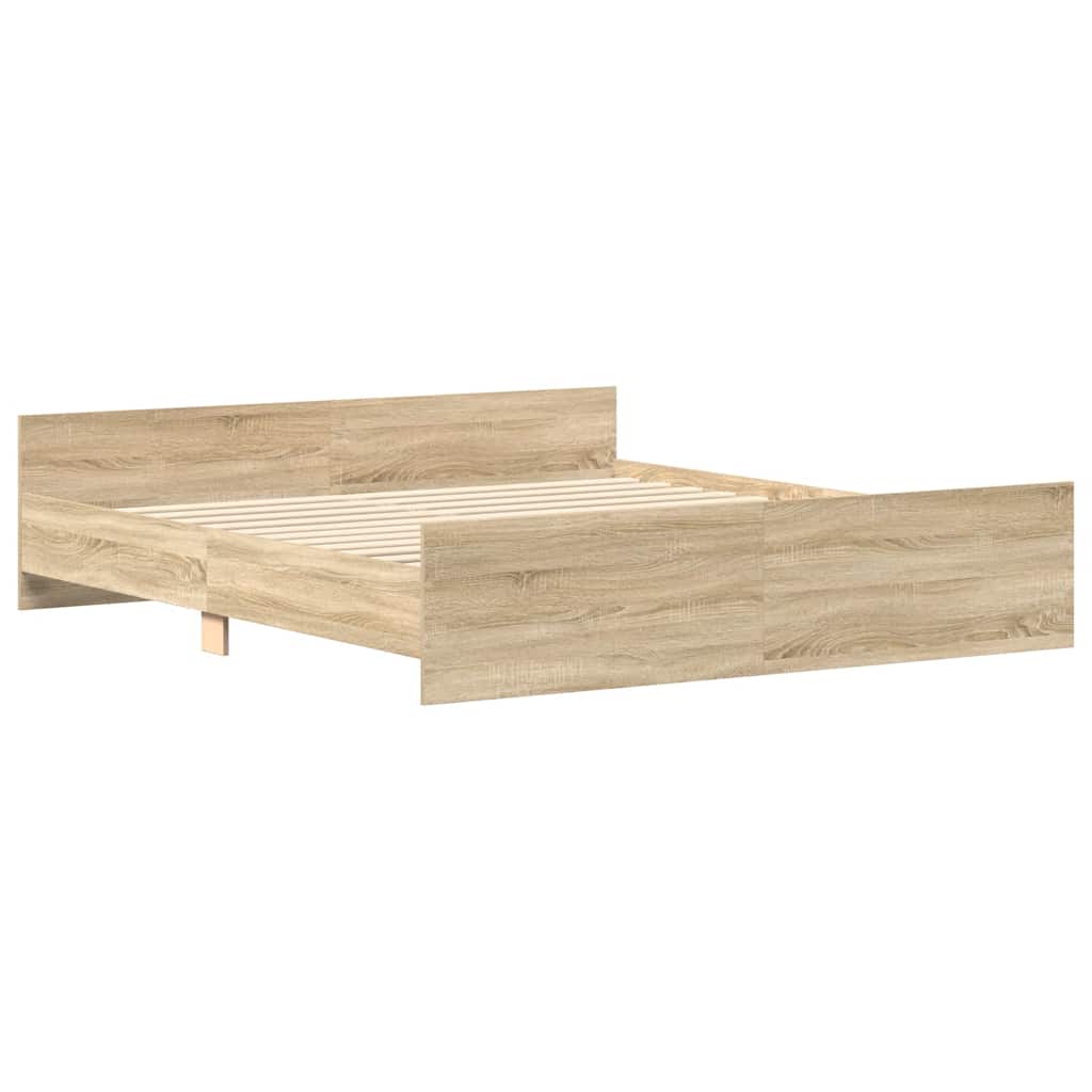 Okvir kreveta s uzglavljem i podnožjem boja hrasta 200x200 cm