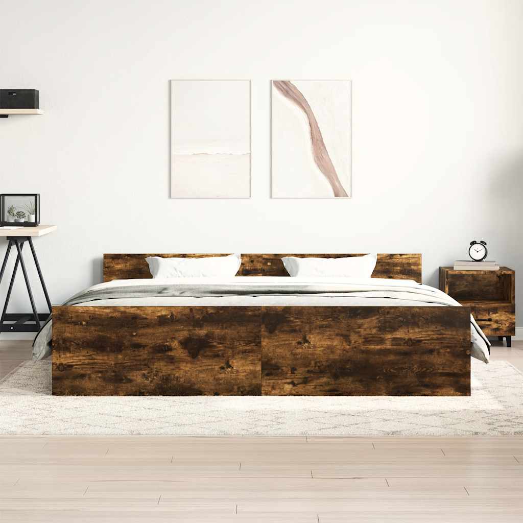Okvir kreveta s uzglavljem i podnožjem boja hrasta 200x200 cm
