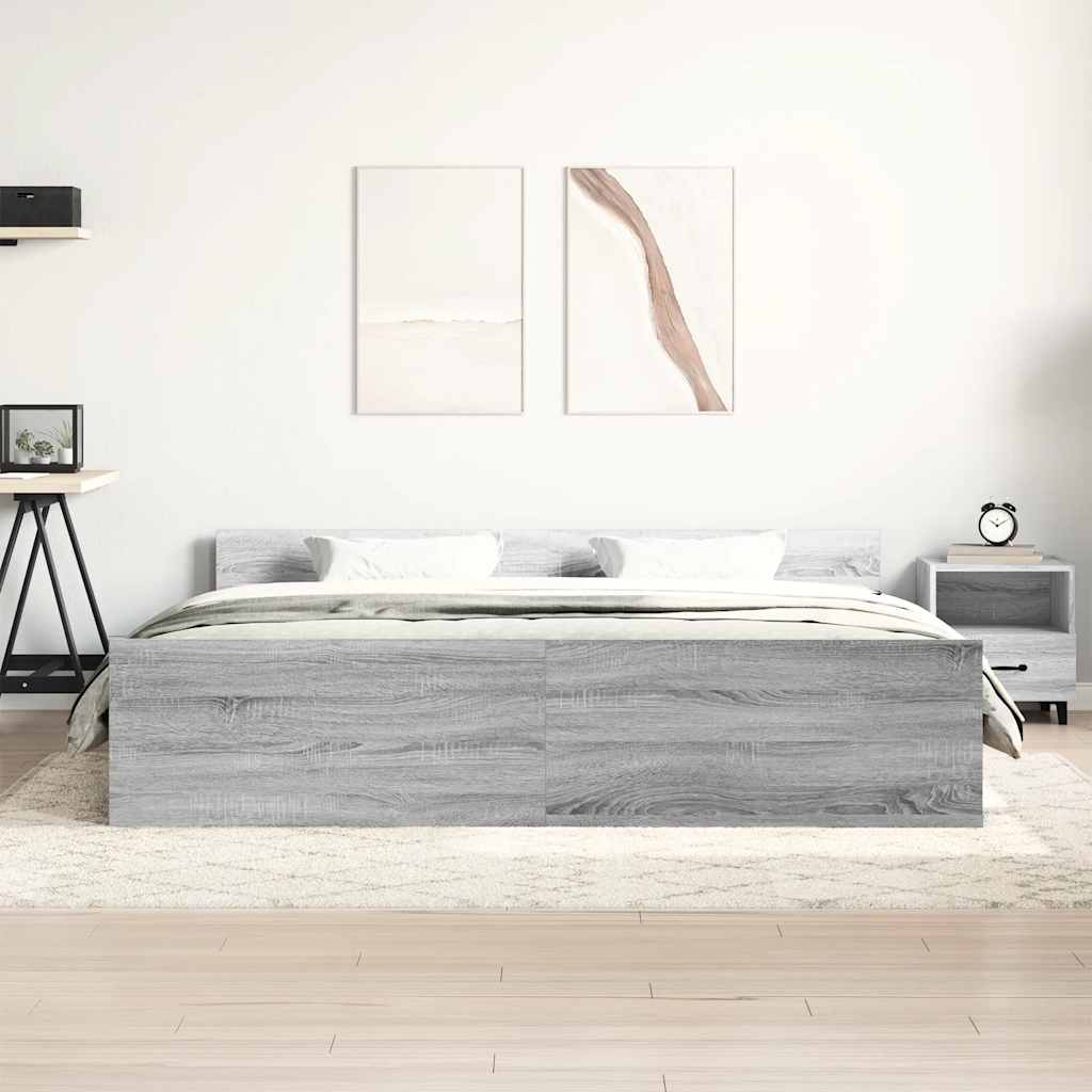 Okvir kreveta s uzglavljem i podnožjem boja hrasta 200x200 cm