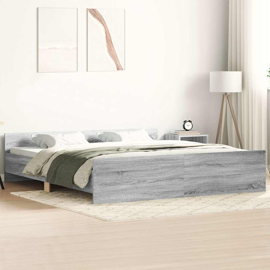 Okvir kreveta s uzglavljem i podnožjem boja hrasta 200x200 cm