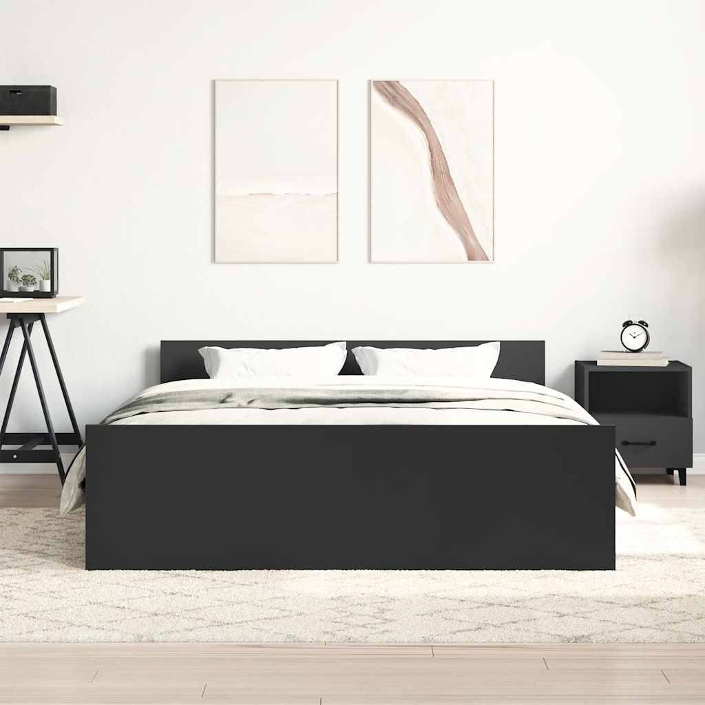 Okvir kreveta s uzglavljem i podnožjem crni 120 x 200 cm