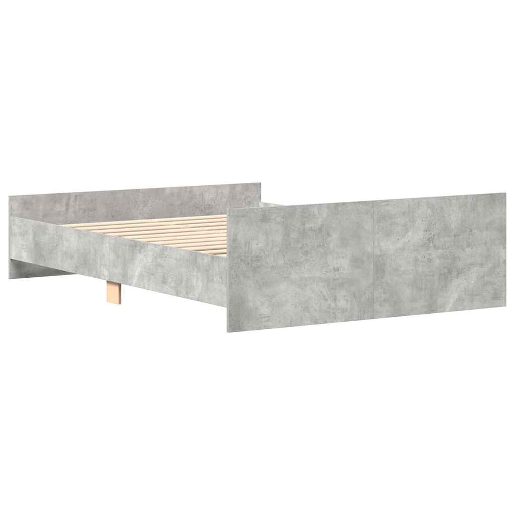 Okvir kreveta s uzglavljem i podnožjem boja betona 120x200 cm