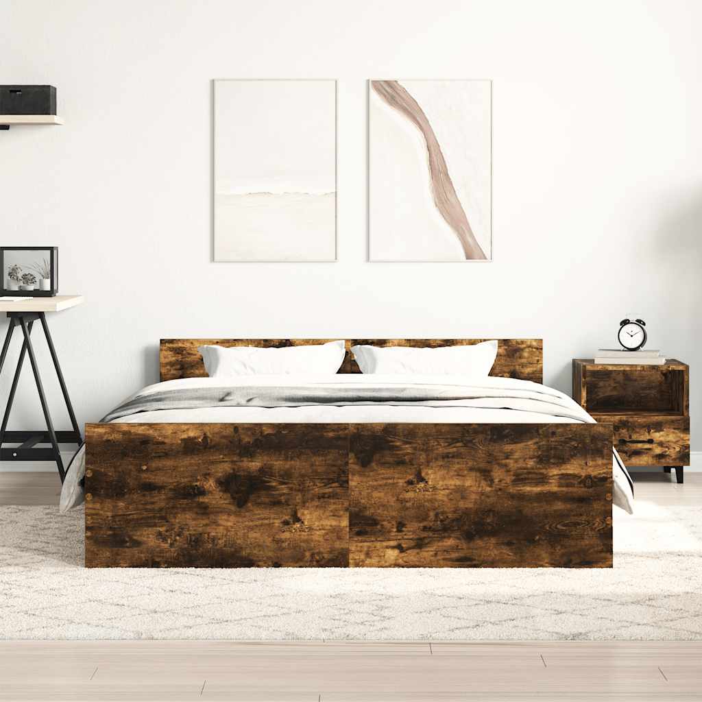 Okvir kreveta s uzglavljem i podnožjem boja hrasta 140 x 200 cm