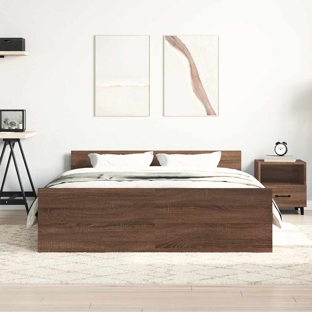 Okvir kreveta s uzglavljem i podnožjem boja hrasta 140x200 cm