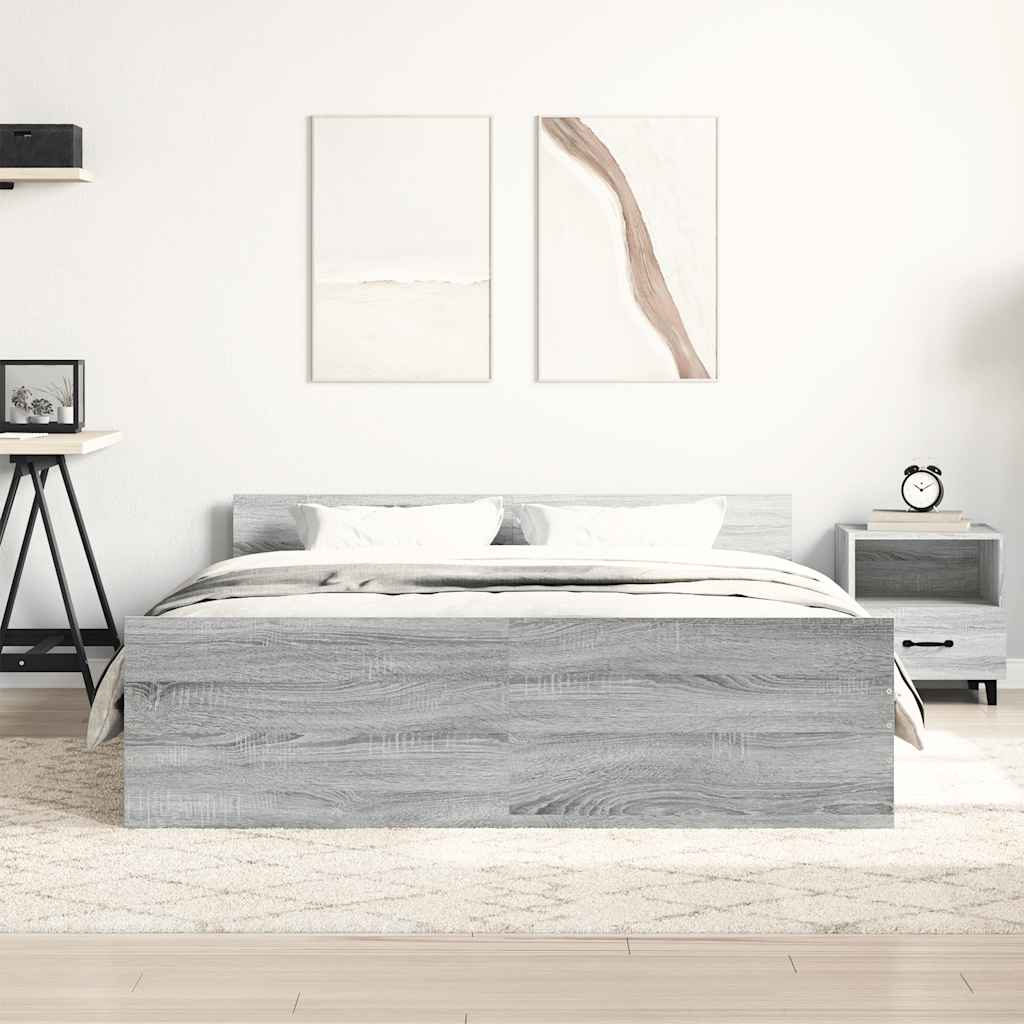 Okvir kreveta s uzglavljem i podnožjem boja hrasta 150x200 cm