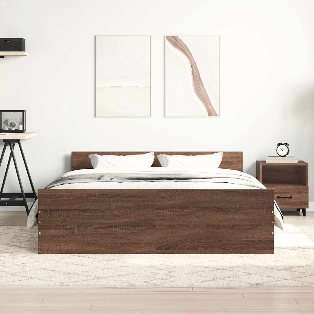Okvir kreveta s uzglavljem i podnožjem boja hrasta 150x200 cm