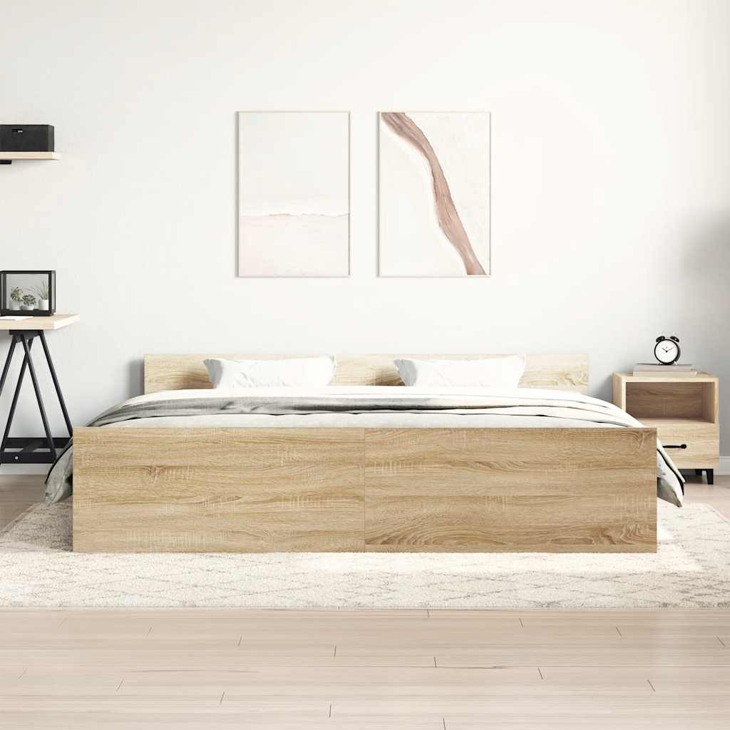 Okvir kreveta s uzglavljem i podnožjem boja hrasta 160 x 200 cm