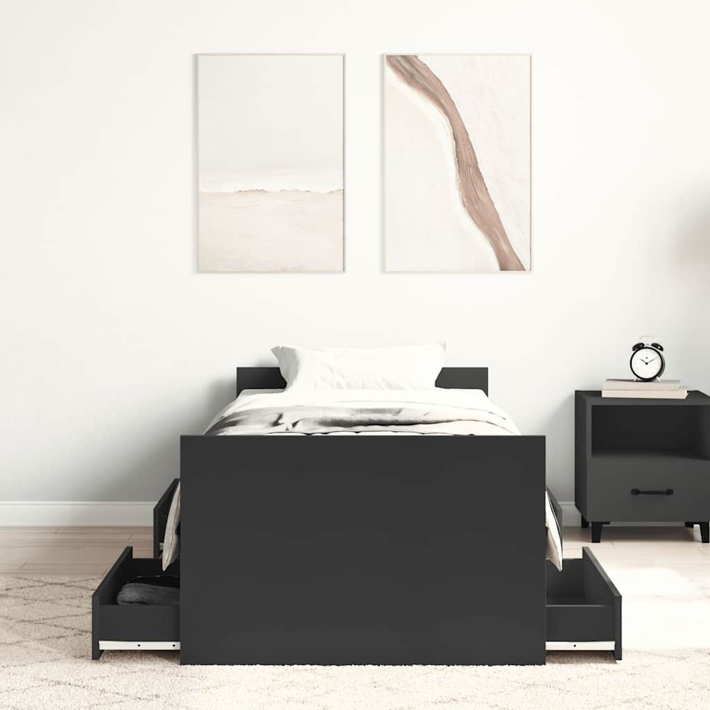 Okvir kreveta s uzglavljem i podnožjem crni 100 x 200 cm