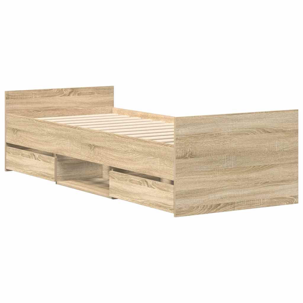 Okvir kreveta s uzglavljem i podnožjem boja hrasta 100 x 200 cm
