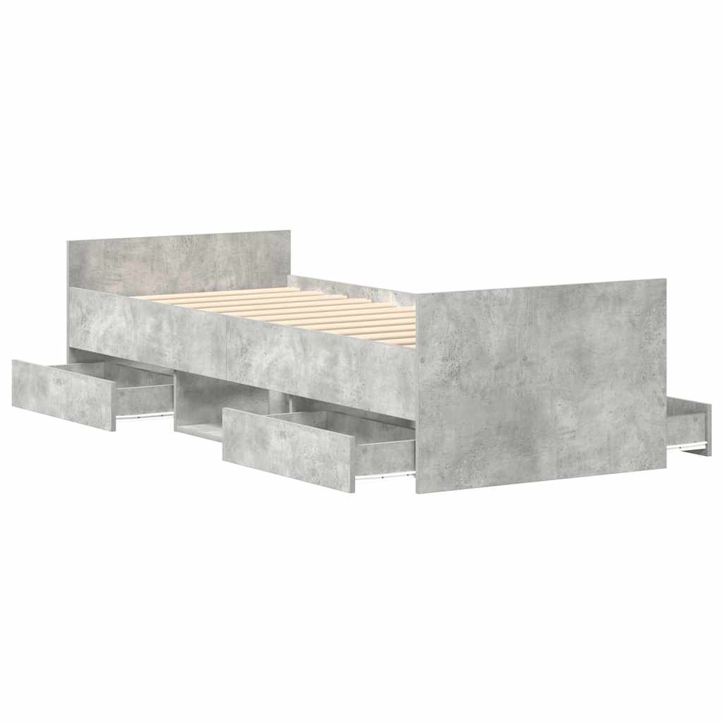 Okvir kreveta s uzglavljem i podnožjem boja betona 90 x 200 cm