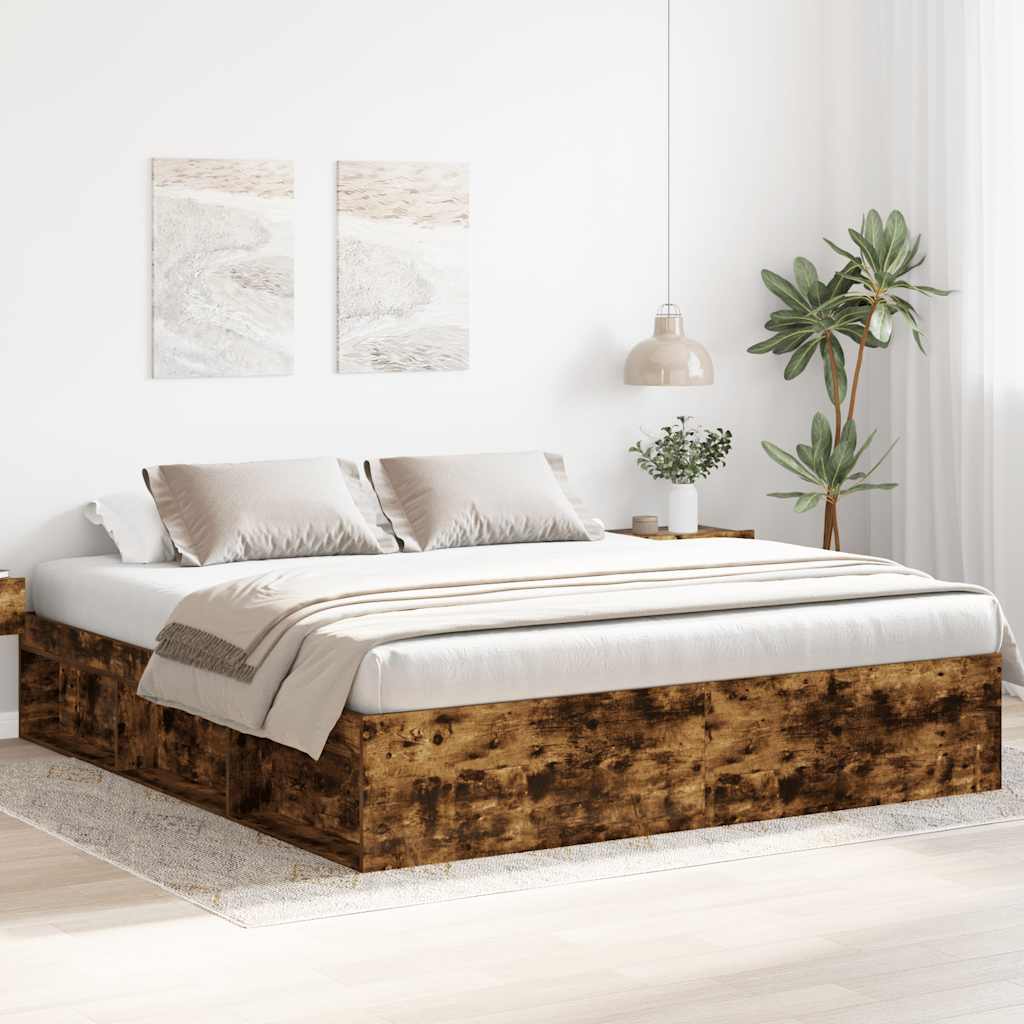 Okvir za krevet boja dimljenog hrasta 200x200 cm