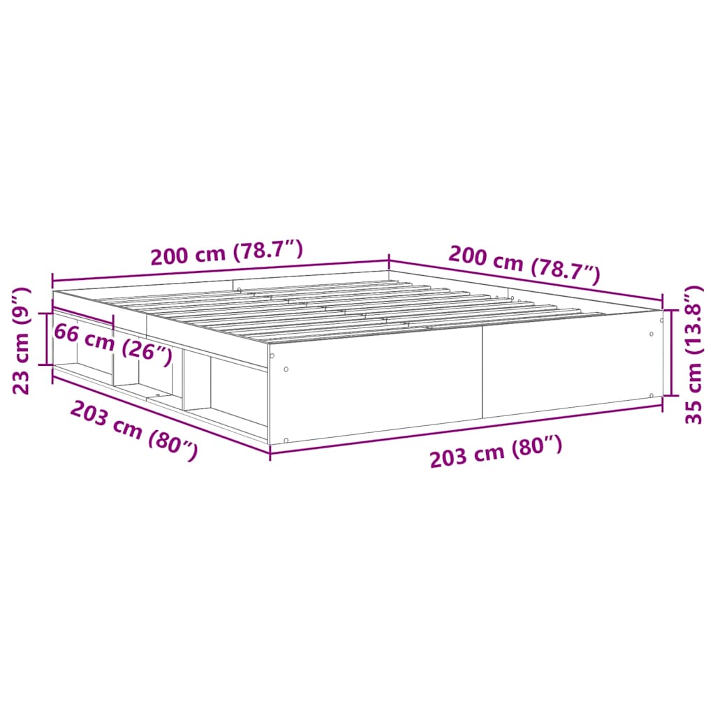 Okvir za krevet boja hrasta 200x200 cm