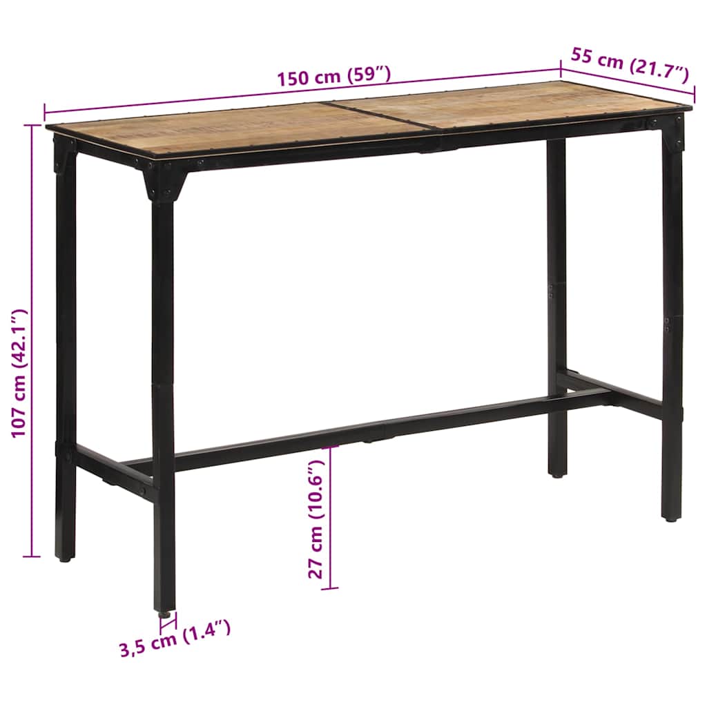 Barski stol 150 x 55 x 107 cm od masivnog grubog drva manga