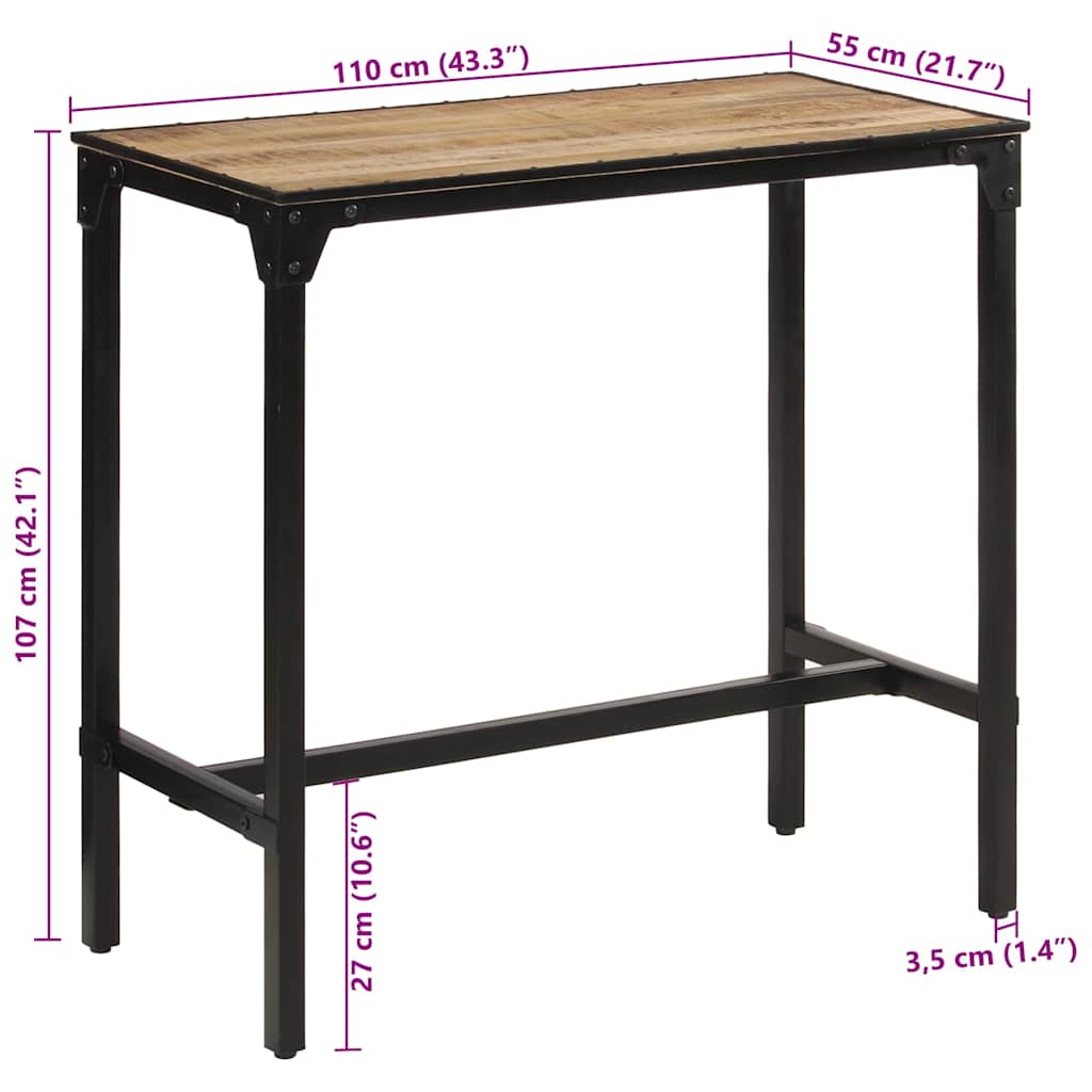 Barski stol 110 x 55 x 107 cm od masivnog grubog drva manga