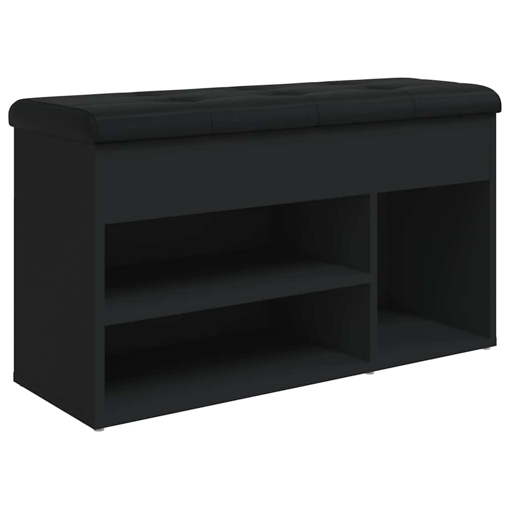 Klupa za cipele crna 82 x 32 x 45,5 cm od konstruiranog drva