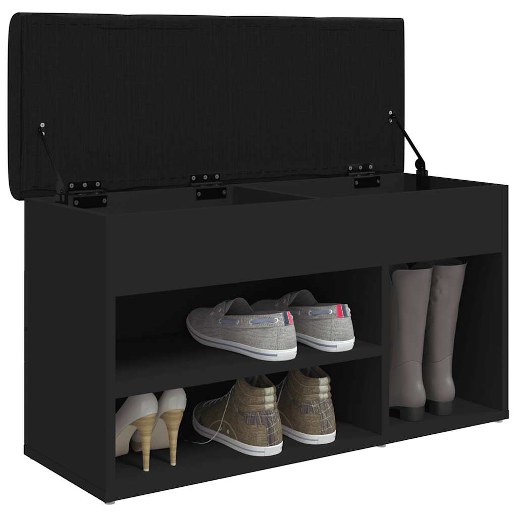 Klupa za cipele crna 82 x 32 x 45,5 cm od konstruiranog drva
