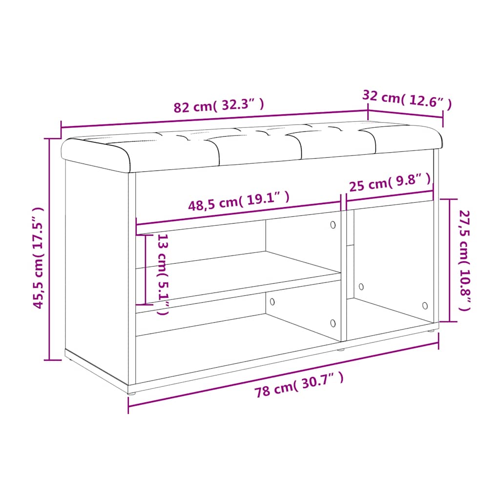 Klupa za cipele boja hrasta 82 x 32 x 45,5 cm konstruirano drvo