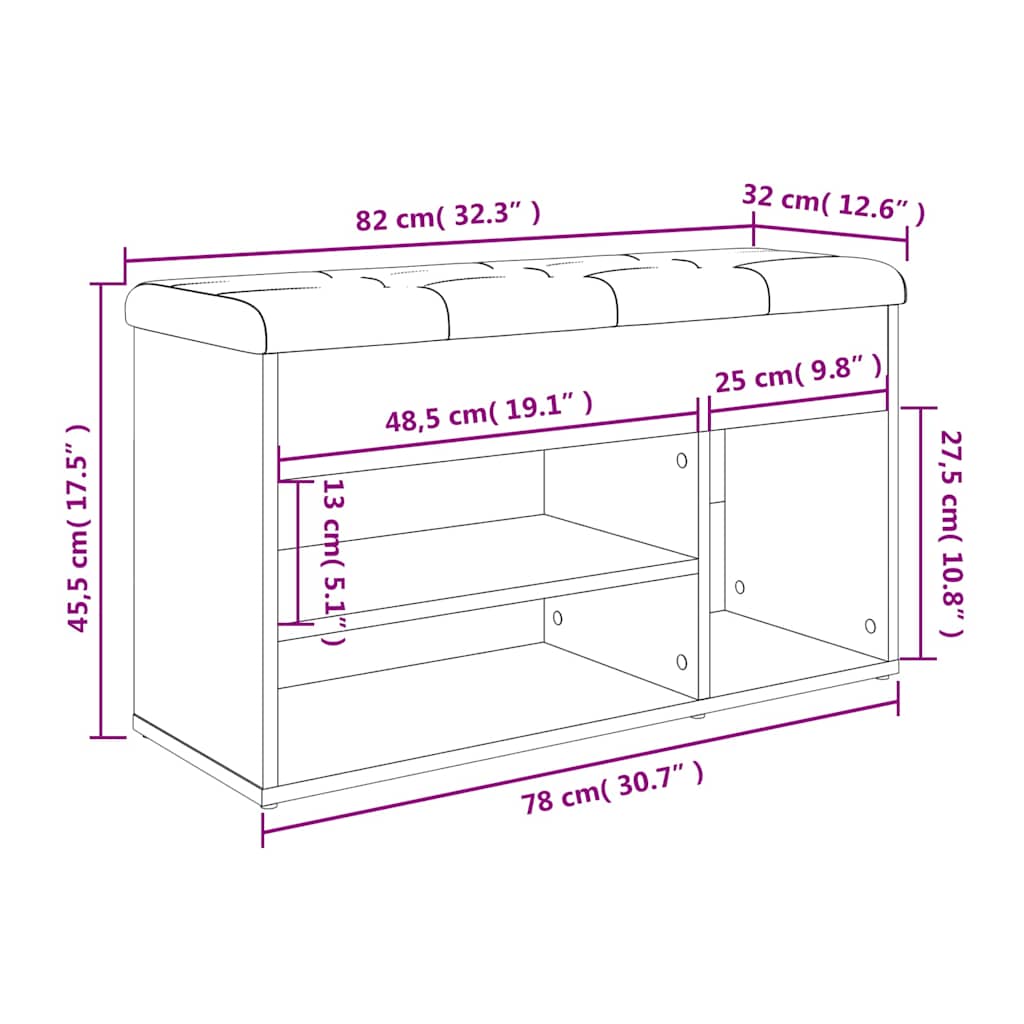 Klupa za cipele boja betona 82 x 32 x 45,5 cm konstruirano drvo