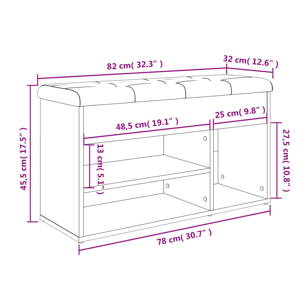 Klupa za cipele smeđa boja hrasta 82 x 32 x 45,5 cm drvena